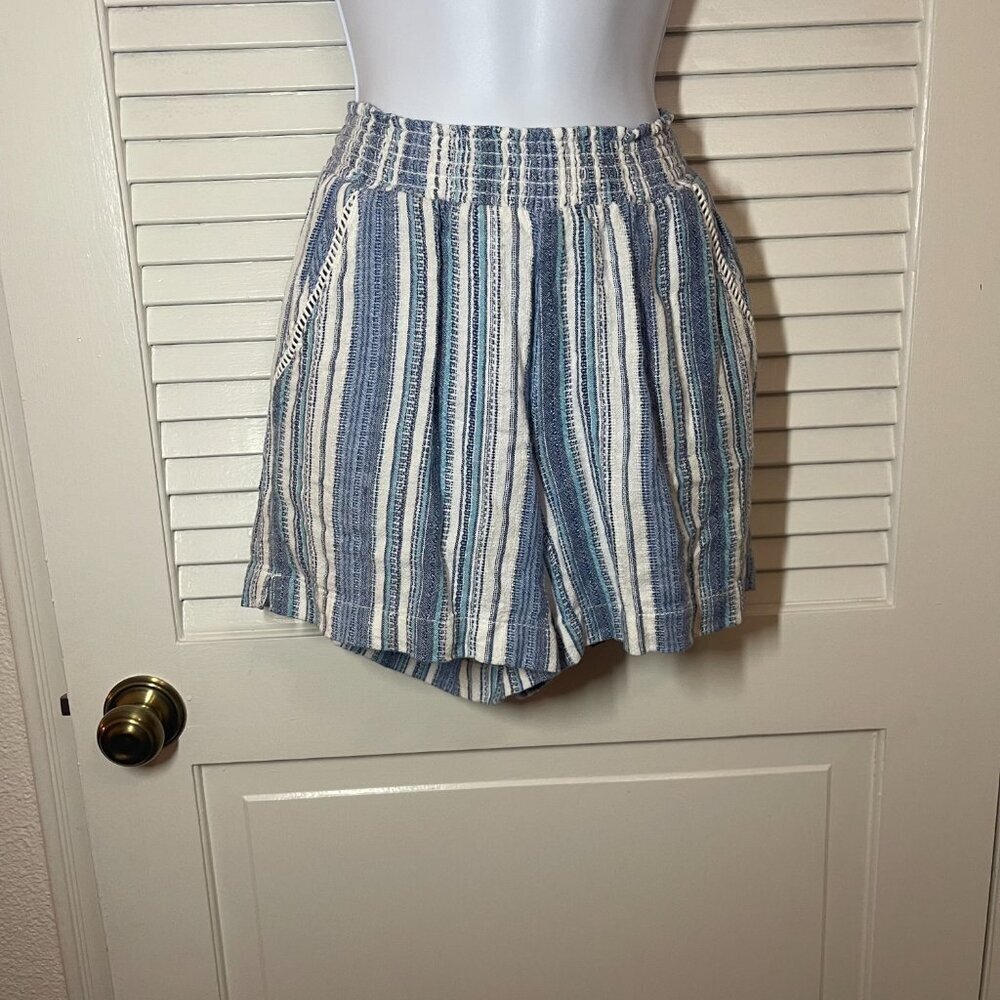 Briggs Blue White Striped Pull On Shorts Size S Textured Summer - Picture 7 of 8